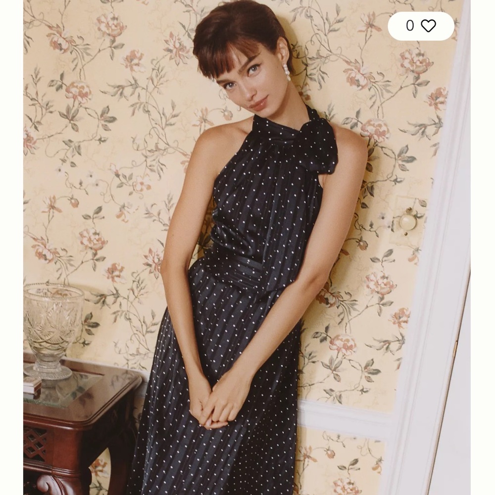 Anthropology Never worn - Black Polka Dot Halter Dress.